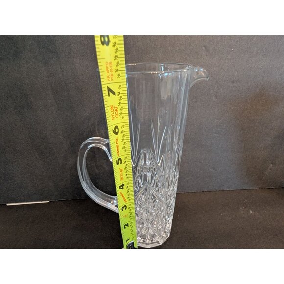 Vintage Clear Heavy Crystal Pitcher With Diamond Cut Design & Handle - Picture 4 of 4